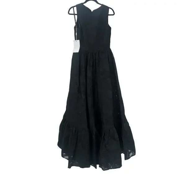 Mac Duggal Women's Sleeveless Full High Low Brocade Gown - Black Size 6 NWT